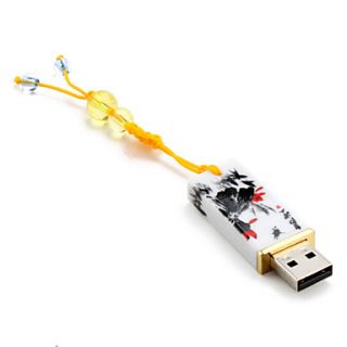 4GB Chinese Lotus Flower Style USB Flash Drive (White)