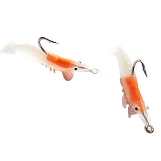 Soft Bait Shrimp with Hook 65MM 5G Silicon Fishing Lure Packs (2 pcs)
