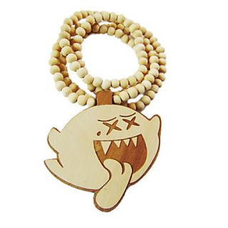 Cartoon Ghost Pattern Wooden Necklace