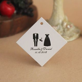 Personalized Rhombus Favor Tag   Happy Wedding (Set of 30)