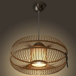 60W Modern Pendant Light with 1 Light in Bamboo Shade