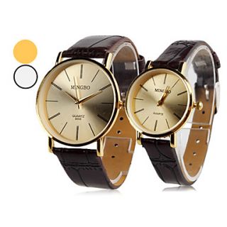 Couples Quartz Analog Simple Dial PU Band Wrist Watch (Assorted Colors)