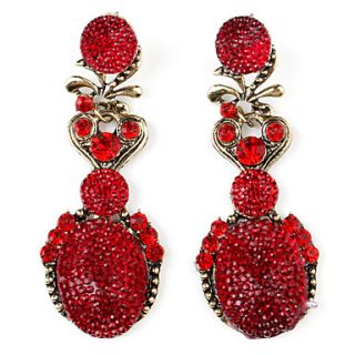 Lovely Elliptical Shape Retro Earrings for Women (Red)