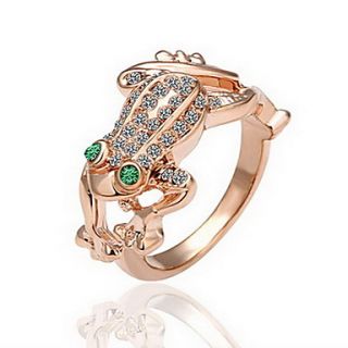 Gorgeous Cubic Zirconia 18K Gold Plated Green Eye Frog Fashion Ring