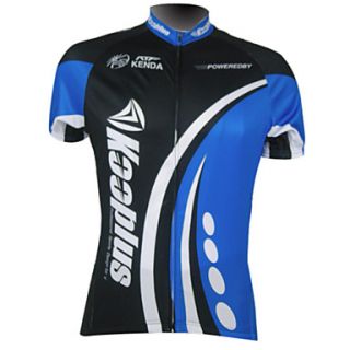 Kooplus Mens 100% Polyester Short Sleeve Cycling Jersey (Black and Blue)