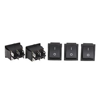 Car Electrical Power Control On/Off 6 Pin Rocker Switches (5 Piece Pack)