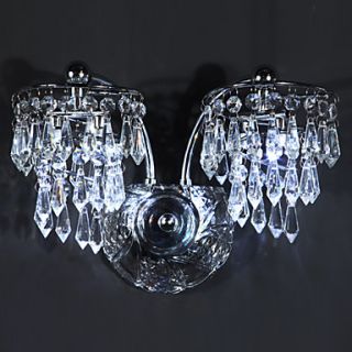 4   Light Stainless Steel LED Wall Lights with Crystal Drops