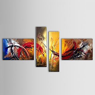 Hand painted Oil Painting Abstract Oversized Wide Set of 4