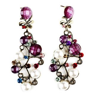 Branch Shape Resin Gem Studded Earrings with Pearl