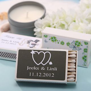 Personalized Matchboxes   Double Hearts With Arrow (Set of 12)