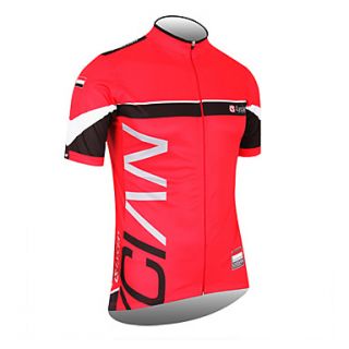 LYCIAN Mens 100% Polyester Short Sleeve Cycling Jersey(Red)