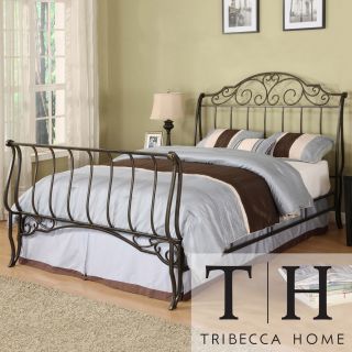 Tribecca Home Camelia Graceful Scroll Bronze Iron Full size Sleigh Bed