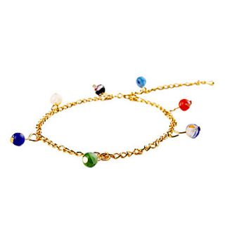 Elegant Golden Bracelet with Colorful Globule