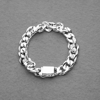 Gorgeous Silver Plated 10MM Square Clasp Unisex Bracelet