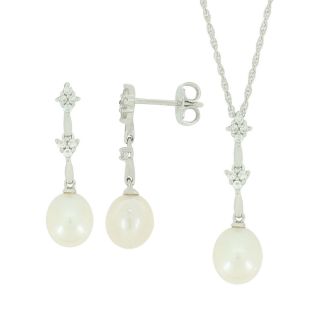 Cultured Freshwater Pearl & Gemstone Pendant & Earrings 2 pc. Set, Womens