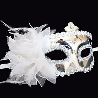 Glitter Silver Flower Plastic Half face Mask