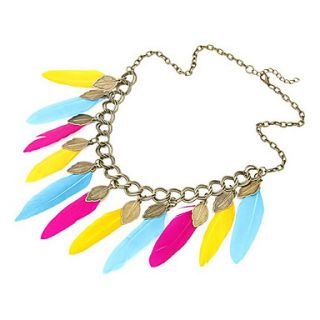 Colourful Feathers Alloy Fabric Necklace