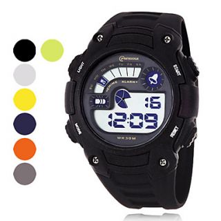 Mens Water Resistant PU Digital Automatic Casual Watches (Assorted Color)