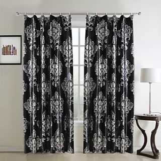 (One Pair) Traditional Floral Polyester Lined Curtain