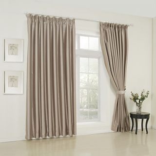 (One Pair) Classic Solid Beige Room Darkening Curtain