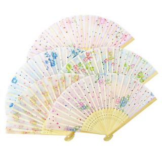 Lovely Cloth Wave Style Hand Fan (Random Color)   Set Of 6