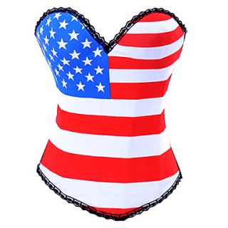 Cotton/Polyester With Stripe/Lace Strapless Back Busk Closure Corsets Shapewear