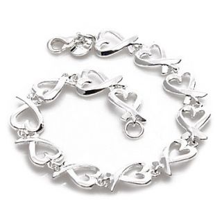 Fashion Silver Plated Hearts Womens Bracelet