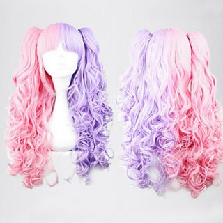 Lolita Curly Wig Inspired by Pink and Purple Mixed Color Ponytail 70cm Sweet
