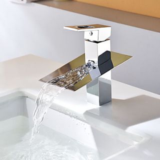 Contemporary Waterfall Chrome Single Handle Bathroom Sink Faucet