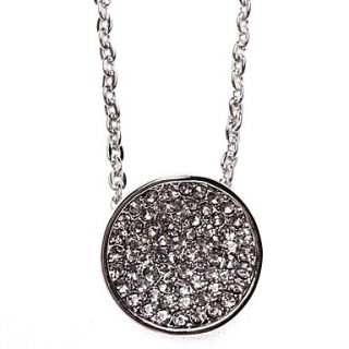 Round Crystal Paved Alloy Necklace(Silver)