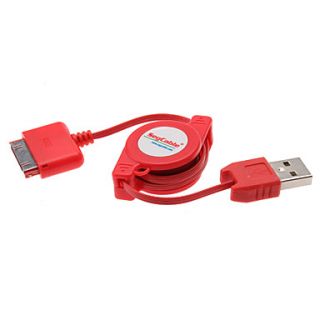 Retractable USB Charging Cable for iPhone 4, 4S and Others (Assorted Colors)