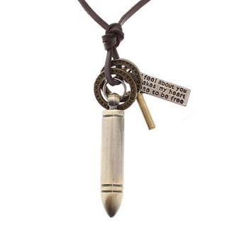Golden Bullet Many Parts Adjustable Leather Necklace