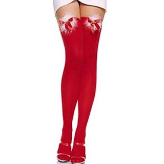 Red Spandex and Nylon Sweet Lolita Over knee Socks with Bow