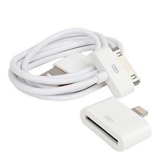 8 Pin to 30pin Female Charge and Data Adaptor with 1 Meter Cable for iPhone 5, iPad Mini and Others