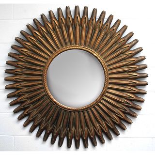 Traditional Decorative Round Framed Cracked Gold Mirror