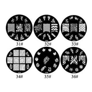 1PCS 2D Metal Flowers Nail Art Image Stamp Plate (Assorted Colors,NO.31 36)