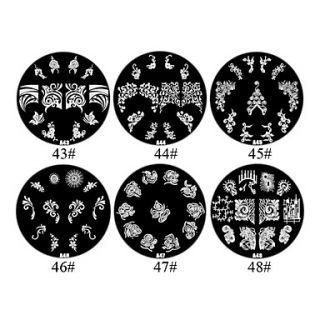 1PCS 2D Metal Flowers Nail Art Image Stamp Plate (Assorted Colors,NO.43 48)