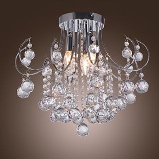60W E27 Elegant Flush Mount Light in Crystal Feature