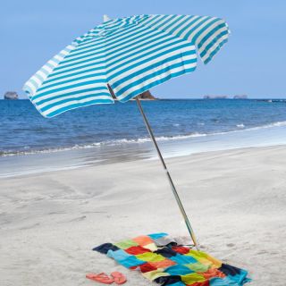 6 ft. Cabana Stripe Beach Umbrella Black and White Stirpes   UBLACK WHITEBP