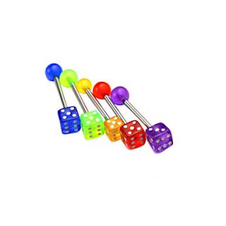 Silver Plated Stainless Steel Resin Dice Navel/Ear Piercing(Assorted Color)