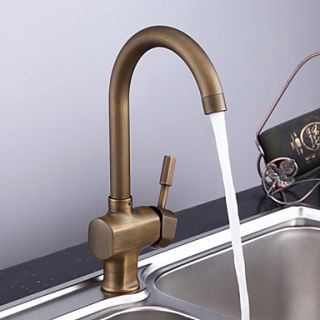 Single Handle Centerset Antique Brass Finish Bathroom Sink Faucet(Tall)