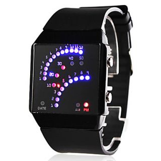 Mens Sport Style Style Rubber Digital LED Wrist Watch (Black)