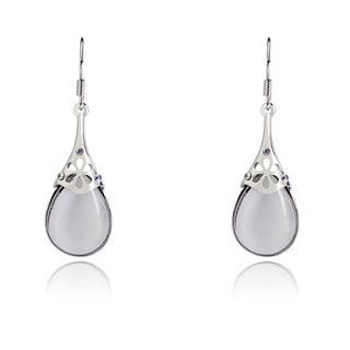 Silver Plated Drop Shaped Crystal Earring