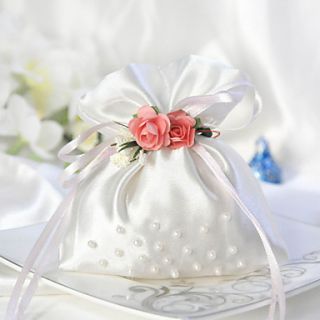 Satin Favor Bag With Beads And Ribbon (Set of 6)