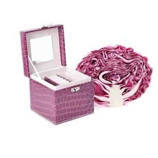 Cute Alligatoring Leatherette Girls Makeup Box