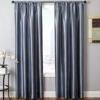 Sedro Solid Faux Silk Rod Pocket Curtain Panel, Blue