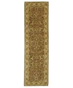 Handmade Antiquities Treasure Brown/ Gold Wool Runner (23 X 12) (BrownPattern OrientalMeasures 0.625 inch thickTip We recommend the use of a non skid pad to keep the rug in place on smooth surfaces.All rug sizes are approximate. Due to the difference of