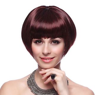Capless High Quality Synthetic Short Bob Wine Red Hair Wigs