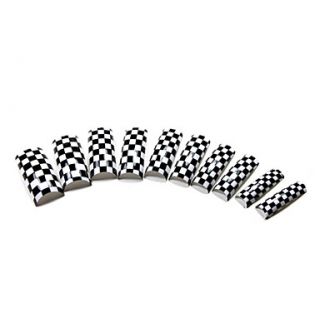 70PCS White and Black Crossed French Plastic Nail Art Tips