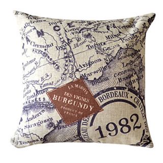 World Map Cotton/Linen Decorative Pillow Cover